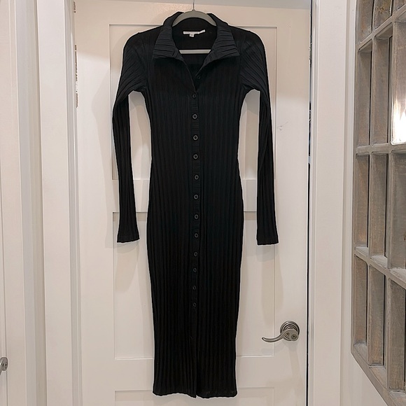 GOOD AMERICAN Wide Rib Button Down Midi Dress - Picture 5 of 8